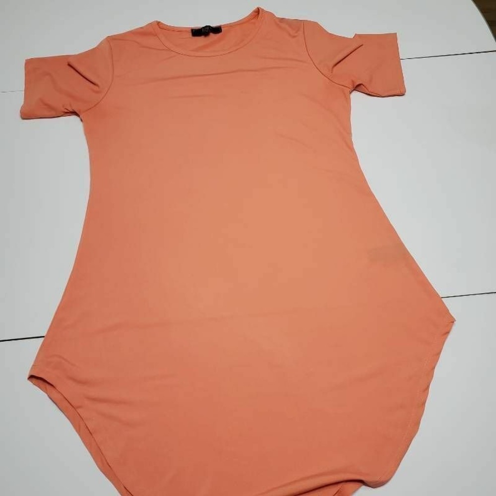 L&b Womens Tunic Top Orange Short Sleeve Crew Neck Pullover Blouse S